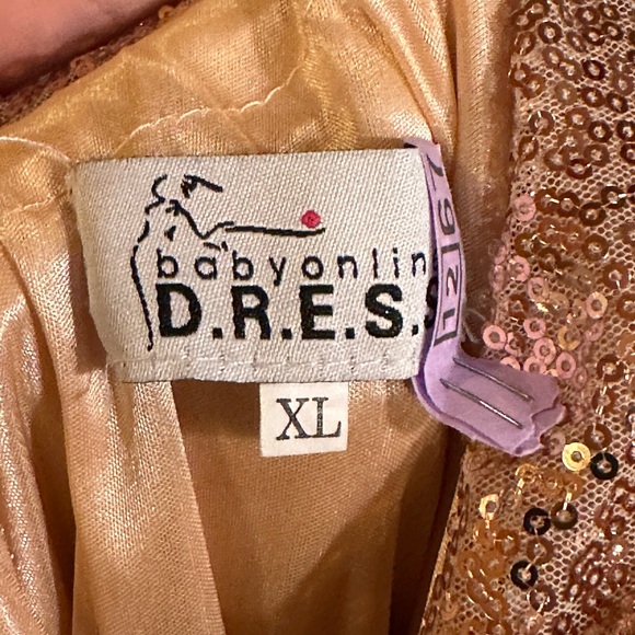 MisShow Women Sparkly Rose Gold Long Sequins Bridesmaid Dress size XL - Picture 8 of 8